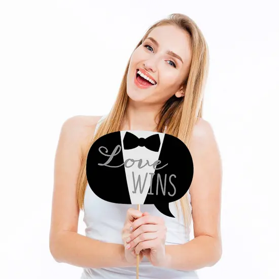 Big Dot of Happiness Mr. & Mr. - Silver - Gay Wedding Photo Booth Props Kit - 20 Count {4}