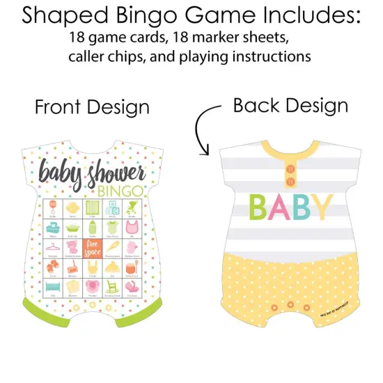 Big Dot of Happiness Baby Neutral - Picture Bingo Cards and Markers - Baby Shower Shaped Bingo Game - Set of 18 {4}