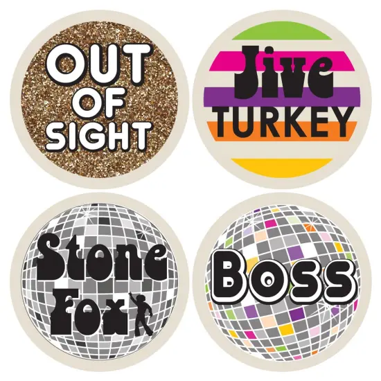 Big Dot of Happiness 70's Disco - 1970's Disco Fever Party Funny Name Tags - Party Badges Sticker Set of 12 {7}