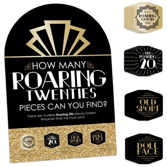 Big Dot of Happiness Roaring 20&rsquo;s - 1920s Art Deco Jazz Party Scavenger Hunt - 1 Stand and 48 Game Pieces - Hide and Find Game {1}