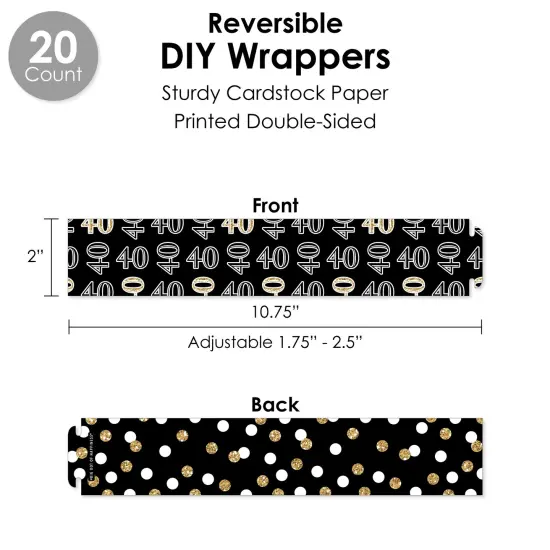 Big Dot of Happiness Adult 40th Birthday - Gold - Birthday Party Favors and Cupcake Kit - Fabulous Favor Party Pack - 100 Pieces {4}