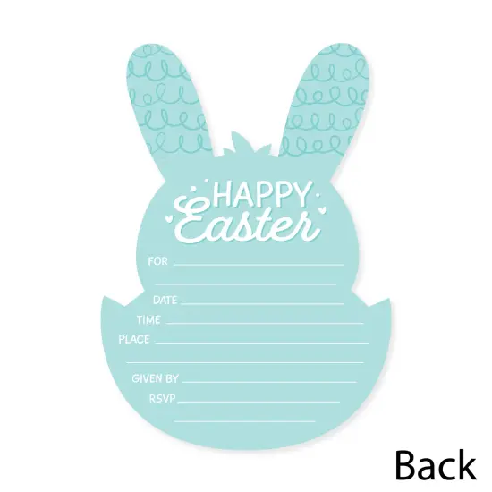 Big Dot of Happiness Spring Easter Bunny - Shaped Fill-In Invitations - Happy Easter Party Invitation Cards with Envelopes - Set of 12 {6}