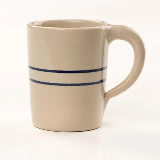 Martinez Pottery Tumbler Drinking Mug Heritage Blue Stripe Stoneware Tall {4}