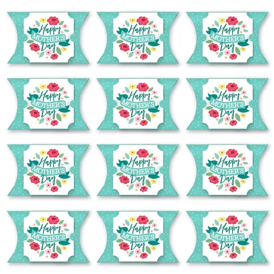 Big Dot of Happiness Colorful Floral Happy Mother's Day - Favor Gift Boxes - We Love Mom Party Large Pillow Boxes - Set of 12 {6}