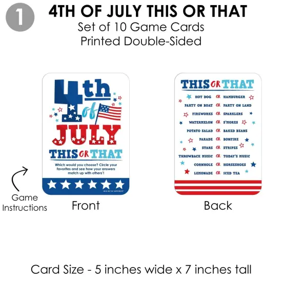 Big Dot of Happiness Firecracker 4th of July - 4 Red, White and Royal Blue Party Games - 10 Cards Each - Gamerific Bundle {6}