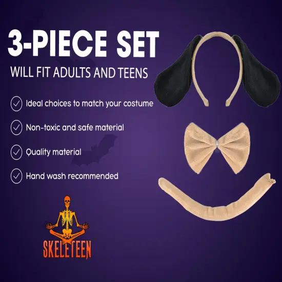 Puppy Dog Costume Set - Brown and Black Dog Ears, Bow Tie and Tail Accessories Kit for Kids of All Ages {6}