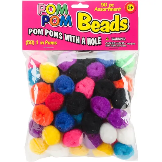 Pepperell Pom-Pom Beads 1" 50/Pkg-Assorted {1}