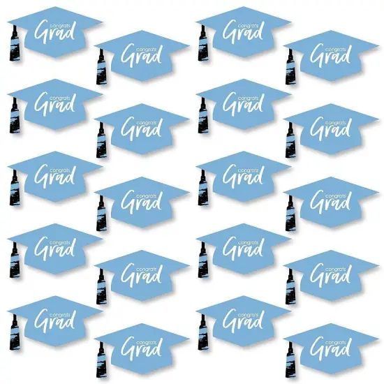 Big Dot of Happiness Light Blue Graduation Hat Decorations - DIY Large Party Essentials - 20 Count {1}