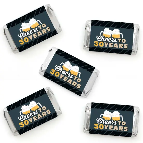 Big Dot of Happiness Cheers and Beers to 30 Years - Mini Candy Bar Wrapper Stickers - 30th Birthday Party Small Favors - 40 Count {1}