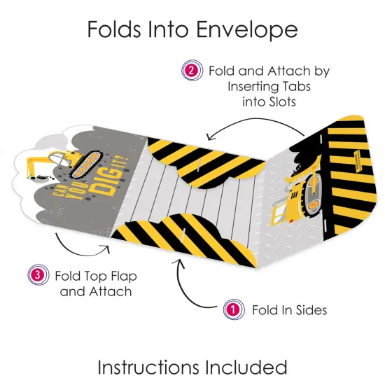 Big Dot of Happiness Dig It - Construction Party Zone - Fill-In Cards - Baby Shower or Birthday Party Fold and Send Invitations - Set of 8 {6}