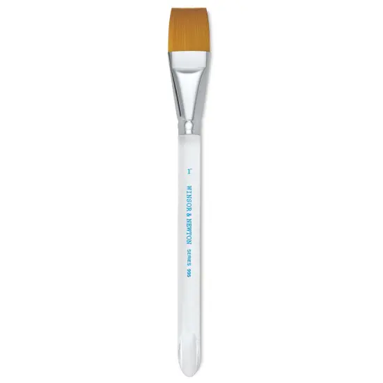 Winsor & Newton Series 995 Flat Wash Brush - Golden Taklon, Short Handle, 1" {1}
