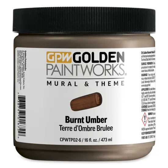 Golden Paintworks Mural and Theme Acrylic Paint - Burnt Umber, 16 oz, Jar {1}