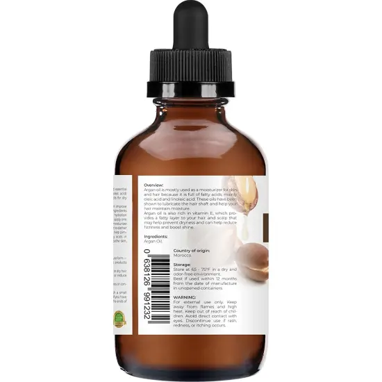velona Argan Oil - 4 oz (With Dropper) | Morocco Oil For Hair Growth, Skin, Body and Face Care | Unrefined, Cold Pressed | 100% Natural and Moisturizing Carrier Oil | Cap Kit&hellip; {5}