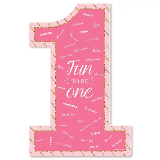 Big Dot of Happiness 1st Birthday Girl - Fun to be One - Guest Book Sign - First Birthday Party Guestbook Alternative - Signature Mat {1}