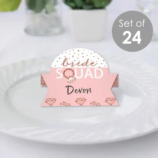 Big Dot of Happiness Bride Squad - Rose Gold Bridal Shower or Bachelorette Party Tent Buffet Card - Table Setting Name Place Cards - Set of 24 {3}