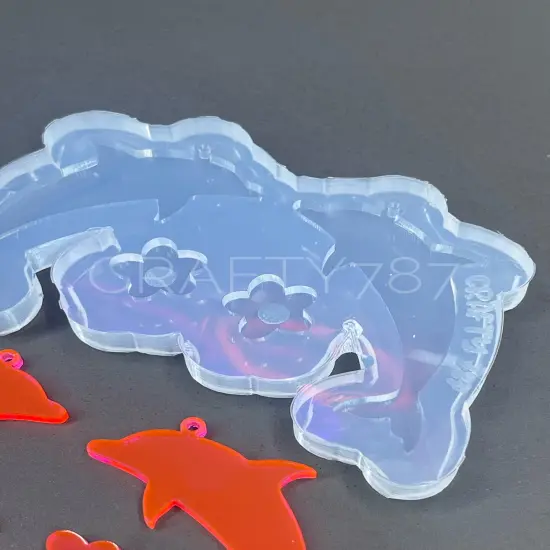 Dolphin Dangle Earring Silicone Mold and Flower stud (C13) {4}