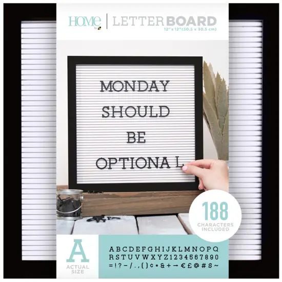 DCWV Framed Letterboard 12"X12"-Black W/White Insert {1}