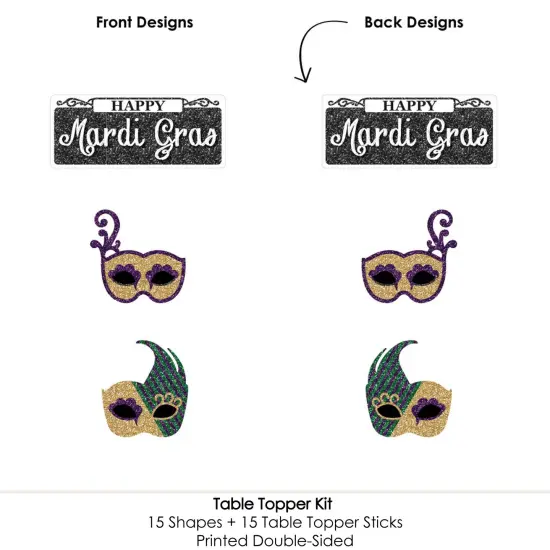 Big Dot of Happiness Mardi Gras - Masquerade Party Centerpiece Sticks - Table Toppers - Set of 15 {6}