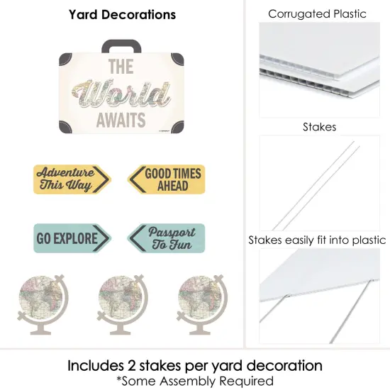 Big Dot of Happiness World Awaits - Yard Sign & Outdoor Lawn Decorations - Travel Themed Yard Signs - Set of 8 {6}