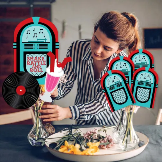 Big Dot of Happiness 50's Sock Hop - 1950s Rock N Roll Party Centerpiece Sticks - Showstopper Table Toppers - 35 Pieces {4}