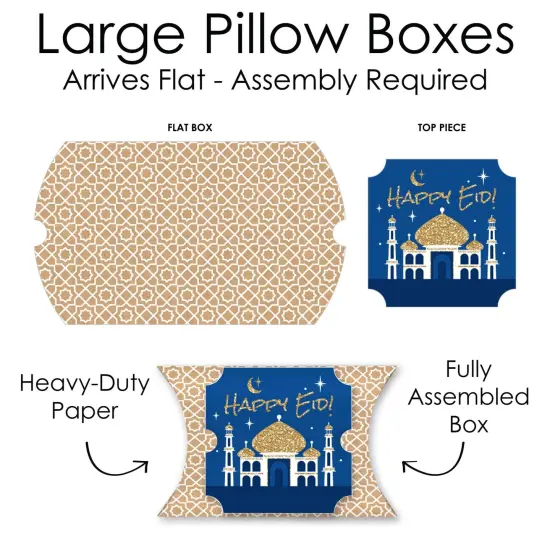 Big Dot of Happiness Ramadan - Happy Eid Favor Gift Boxes - Eid Mubarak Party Large Pillow Boxes - Set of 12 {7}
