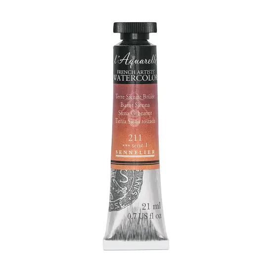Sennelier French Artists' Watercolor - Burnt Sienna, 21 ml, Tube {2}