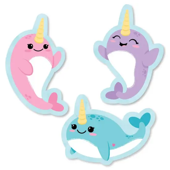 Big Dot of Happiness Narwhal Girl - DIY Shaped Under The Sea Baby Shower or Birthday Party Cut-Outs - 24 Count {1}