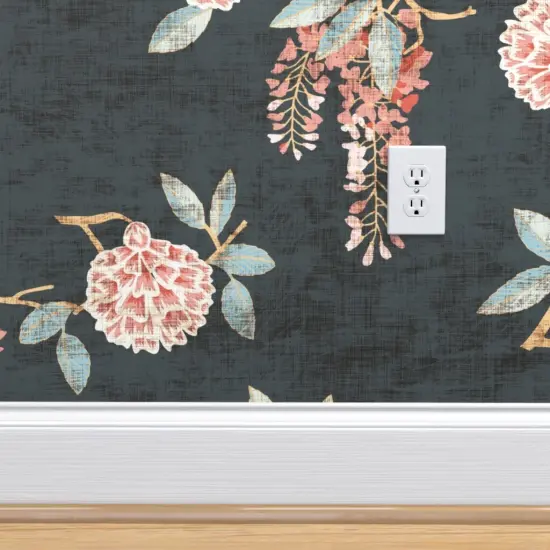 Pre-Pasted Wallpaper 2FT Wide Floral Garden Flower Leaf Bloom Nature Cottagecore Botanical Spring Summer Custom Pre-pasted Wallpaper by Spoonflower {4}