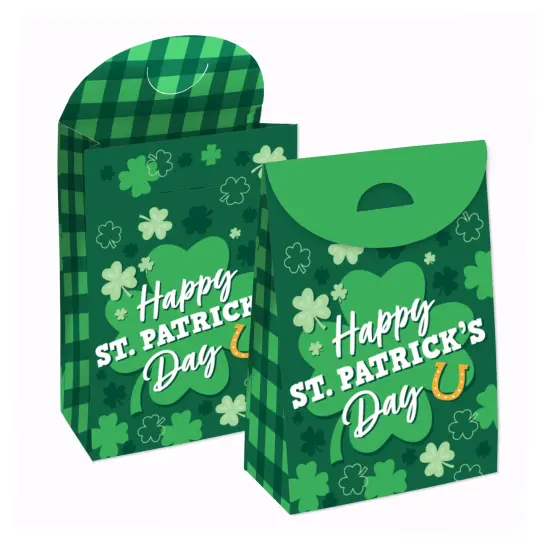 Big Dot of Happiness Shamrock St. Patrick's Day - Saint Paddy&rsquo;s Day Gift Favor Bags - Party Goodie Boxes - Set of 12 {1}