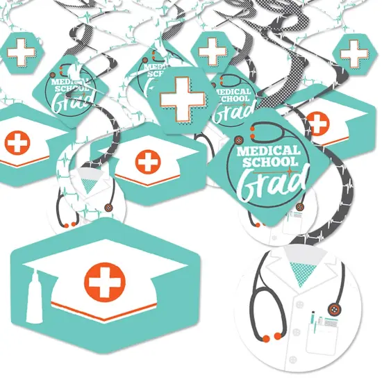 Big Dot of Happiness Medical School Graduation Doctor Decorations Hanging Swirls - Set of 40 {1}