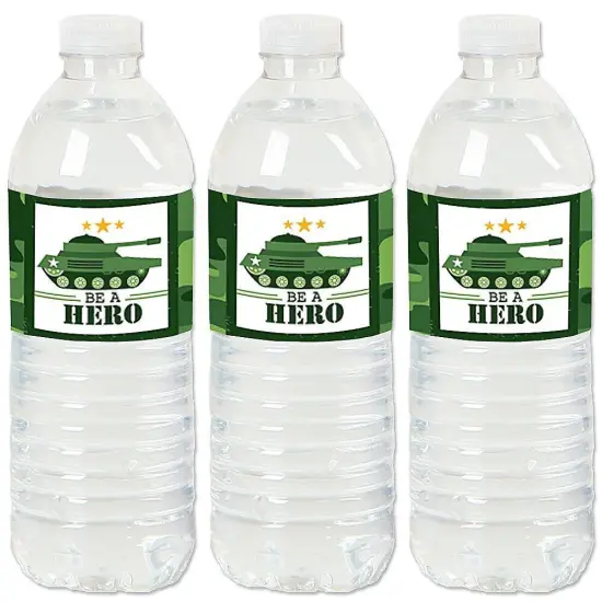 Big Dot of Happiness Camo Hero - Army Military Camouflage Party Water Bottle Sticker Labels - Set of 20 {1}