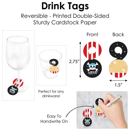 Big Dot of Happiness Pirate Ship Adventures - Skull Birthday Party Paper Charger and Table Decorations - Chargerific Kit - Place Setting for 8 {7}