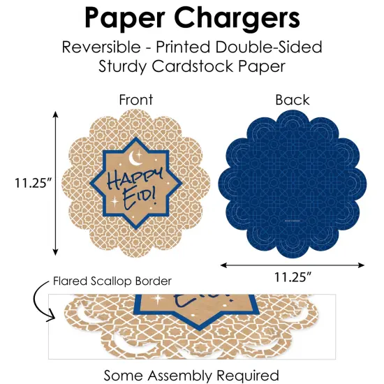 Big Dot of Happiness Ramadan - Eid Mubarak Party Paper Charger and Table Decorations - Happy Eid Chargerific Kit - Place Setting for 8 {6}