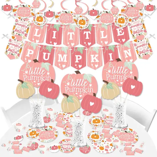 Big Dot of Happiness Girl Little Pumpkin - Fall Birthday Party or Baby Shower Supplies - Banner Decoration Kit - Fundle Bundle {1}