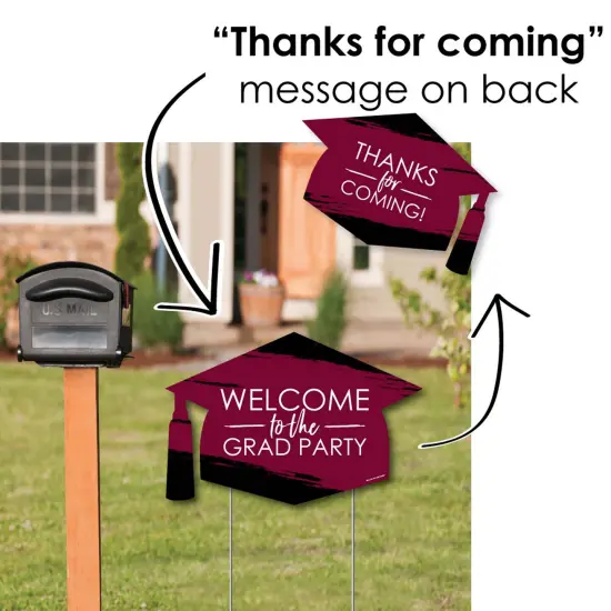 Big Dot of Happiness Maroon Grad - Best is Yet to Come - 2 Burgundy Arrows & 1 Welcome/Thank You Lawn Sign - Double Sided Yard Sign Set - 3 Pieces {3}