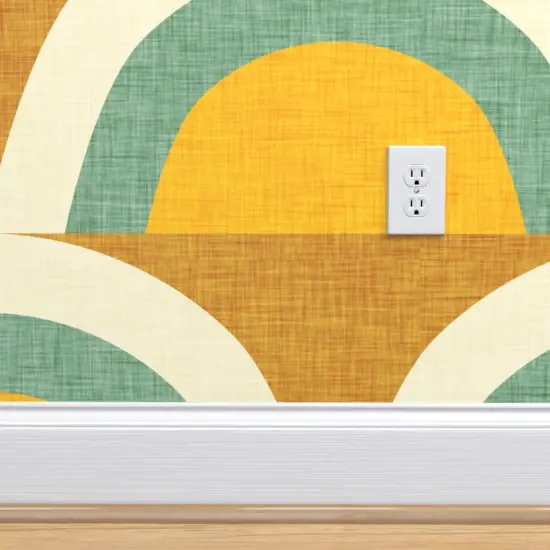 Pre-Pasted Wallpaper 2FT Wide Midcentury Modern Rainbow Magic Green Retro Midcentury Modern Dots Colors Custom Pre-pasted Wallpaper by Spoonflower {4}