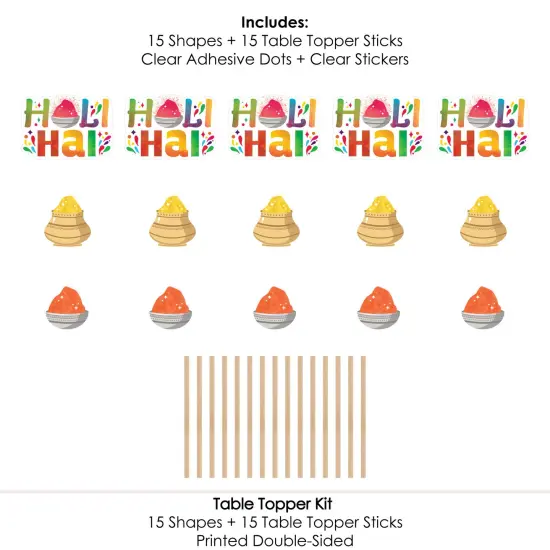 Big Dot of Happiness Holi Hai - Festival of Colors Party Centerpiece Sticks - Table Toppers - Set of 15 {7}