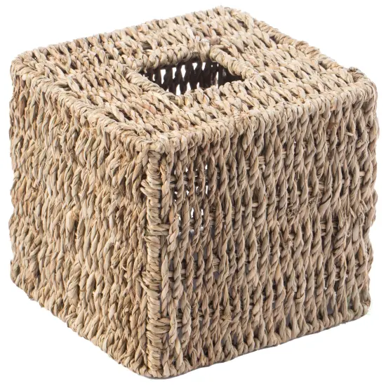 Natural Woven Seagrass Wicker Tissue Box Cover Holder {3}