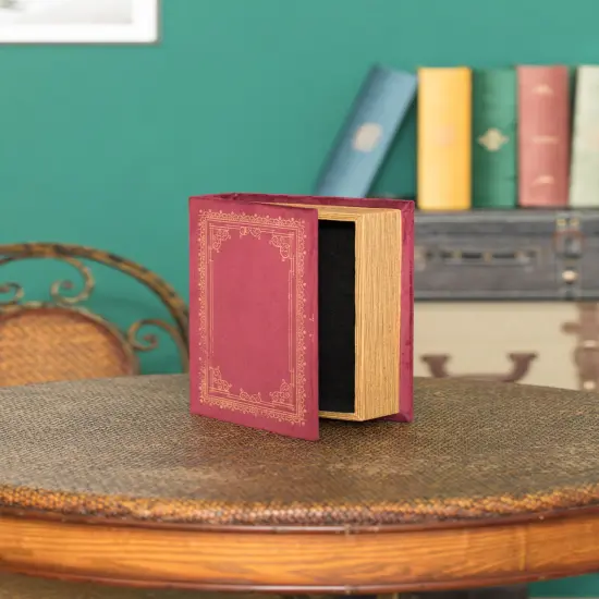 Decorative Vintage Book Shaped Trinket Storage Box Red {2}
