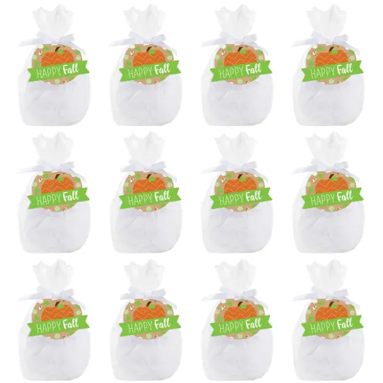 Big Dot of Happiness Pumpkin Patch - Fall, Halloween or Thanksgiving Party Clear Goodie Favor Bags - Treat Bags With Tags - Set of 12 {7}