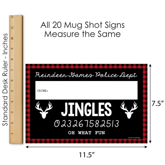 Big Dot of Happiness Prancing Plaid - Party Mug Shots - Photo Booth Props Christmas & Holiday Buffalo Plaid Party Mugshot Signs - 20 Count {7}