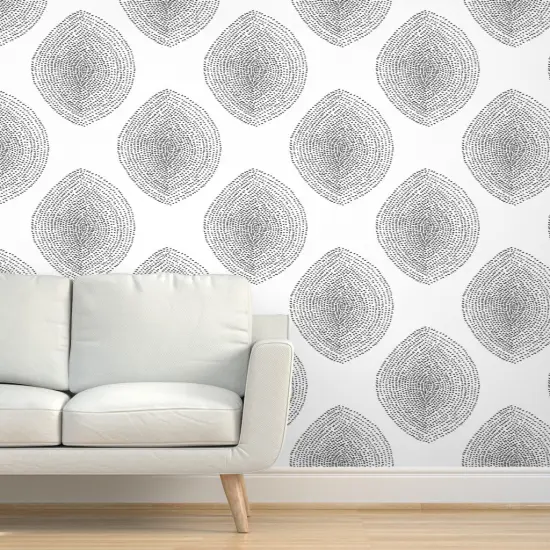 Peel & Stick Wallpaper 2FT Wide Boho Black White Modern Abstract Custom Removable Wallpaper by Spoonflower {5}