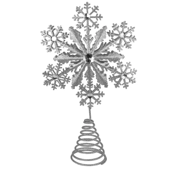 Ornativity Glitter Snowflake Tree Topper - Gold Sparkling Gem Christmas Tree Decoration {1}