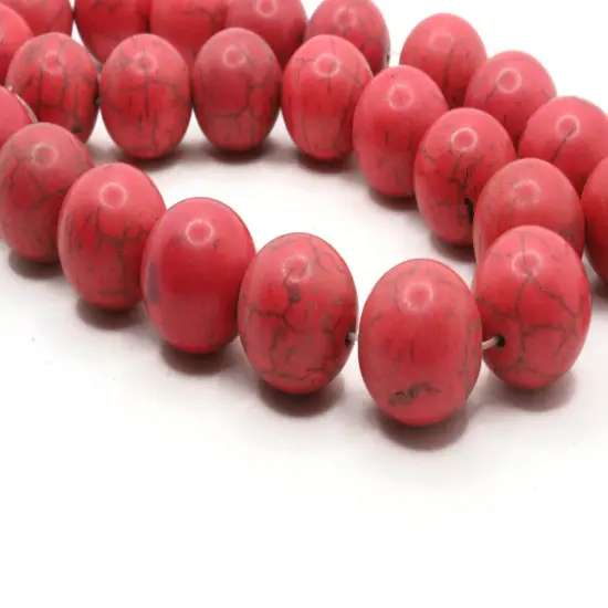 24 17mm Round Dyed Pink Howlite Stone Beads {1}