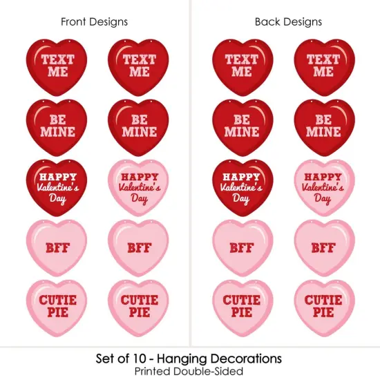 Big Dot of Happiness Hanging Conversation Hearts - Hanging Conversation Hearts - Outdoor Hanging Decor - Valentine's Day Party Decorations - 10 Pieces {4}