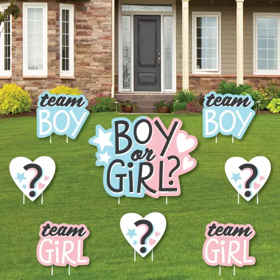 Big Dot of Happiness Baby Gender Reveal - Yard Sign and Outdoor Lawn Decorations - Team Boy or Girl Party Yard Signs - Set of 8 {1}