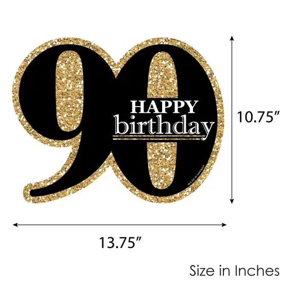 Big Dot of Happiness Adult 90th Birthday - Gold - Hanging Porch Birthday Party Outdoor Decorations - Front Door Decor - 1 Piece Sign {7}