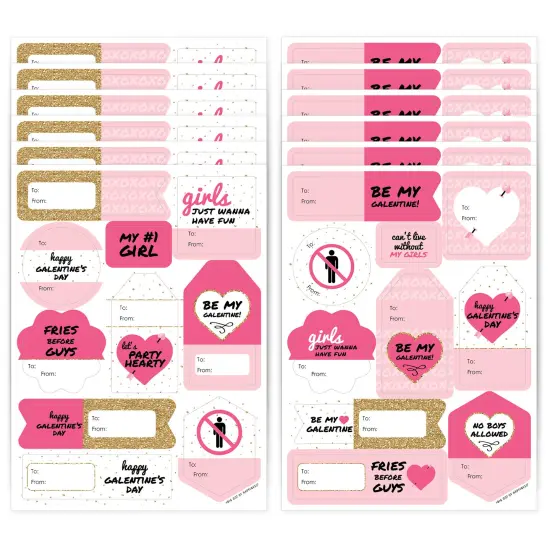 Big Dot of Happiness Be My Galentine - Assorted Galentine's & Valentine's Day Party Gift Tag Labels - To and From Stickers - 12 Sheets - 120 Stickers {1}