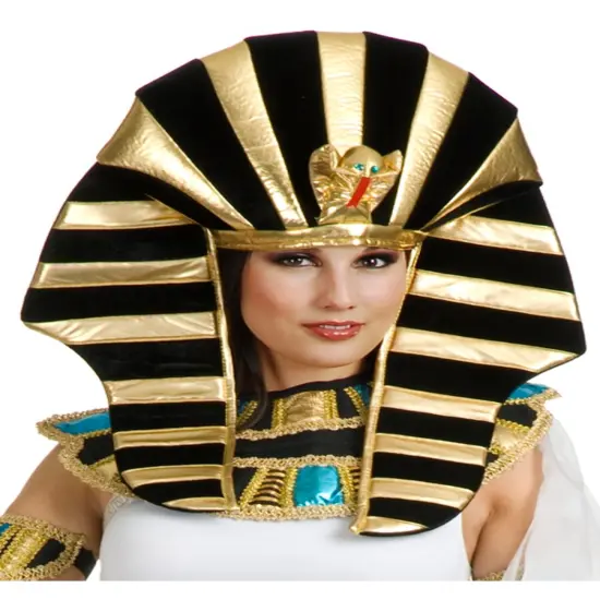 Gold And Black Egyptian Queen Cleopatra King Tut Costume Crown Headpiece Hat {1}