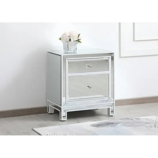 21 inch mirrored end table in white {3}